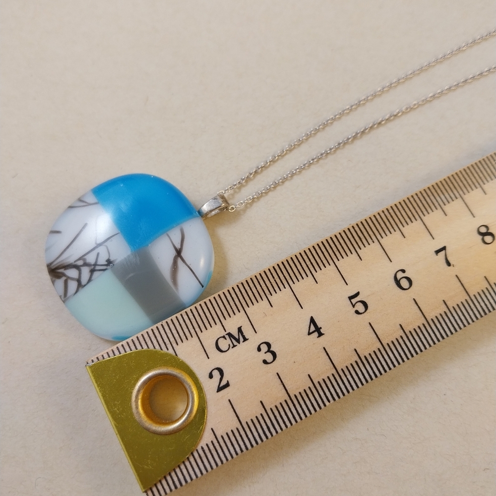 Blue&White Pendant Sterling Silver Necklace - Picture 11 of 15